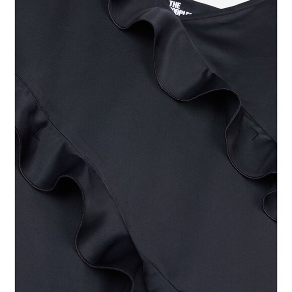 NWT The Kooples Black Long Ruffle Slip Dress Asymmetrical Hem‎ Size US 8 - Picture 8 of 13